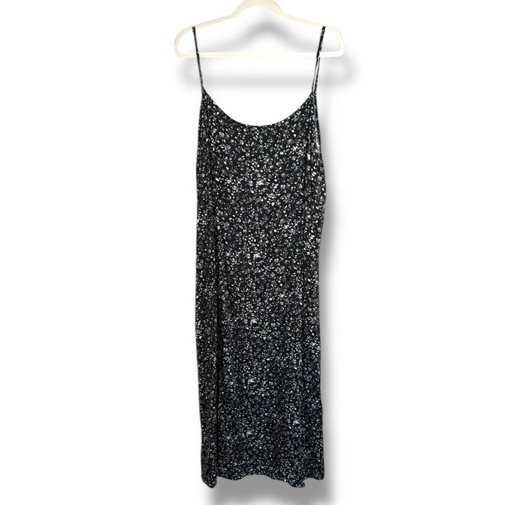 90s Y2K Black and White Ditzy Floral Maxi Dress Size 18